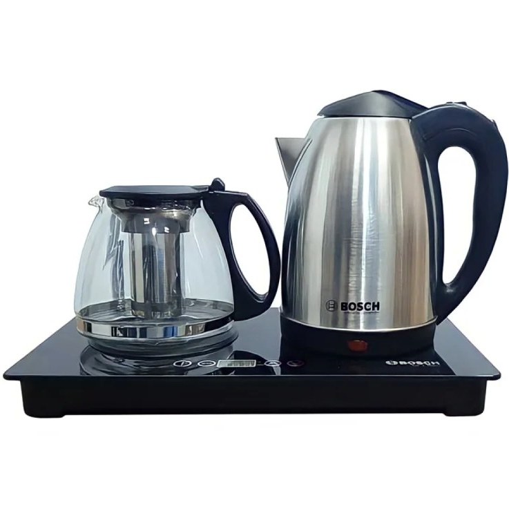 چای ساز بوش مدل WB-130TS ظرفیت ۲ لیتر با کتری استیل و گرمکن قوری